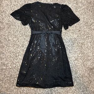 Betsey Johnson Evening Collection 
Black Sequin Short Sleeve Party Dress